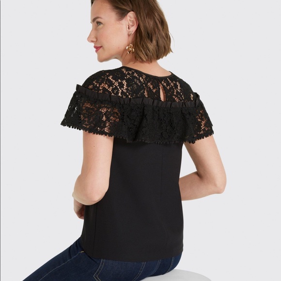 Draper James Tops - NEW • Draper James • Lace Popover Blouse Black